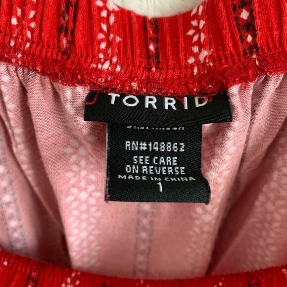 Torrid Border Print Off Shoulder Top Bohemian Southwest Red Line 1X - Picture 5 of 5